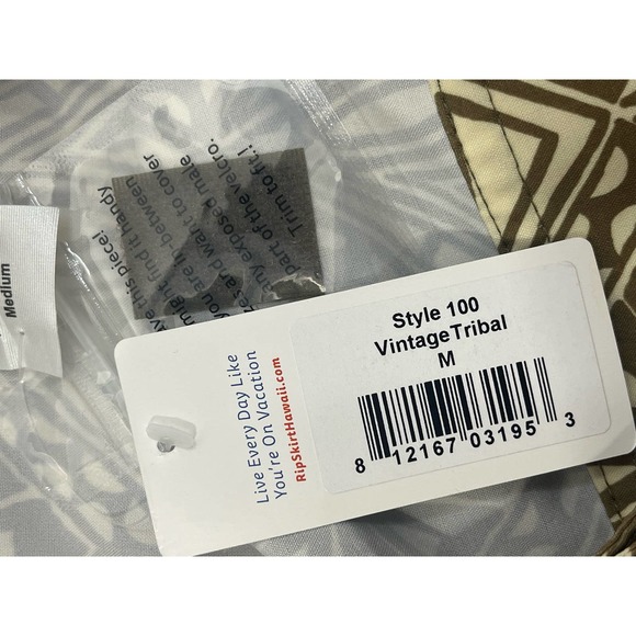 Ripskirt Hawaii Skirt Style‎ 100 Vintage Tribal Brown Beige Geometric M - Picture 3 of 5